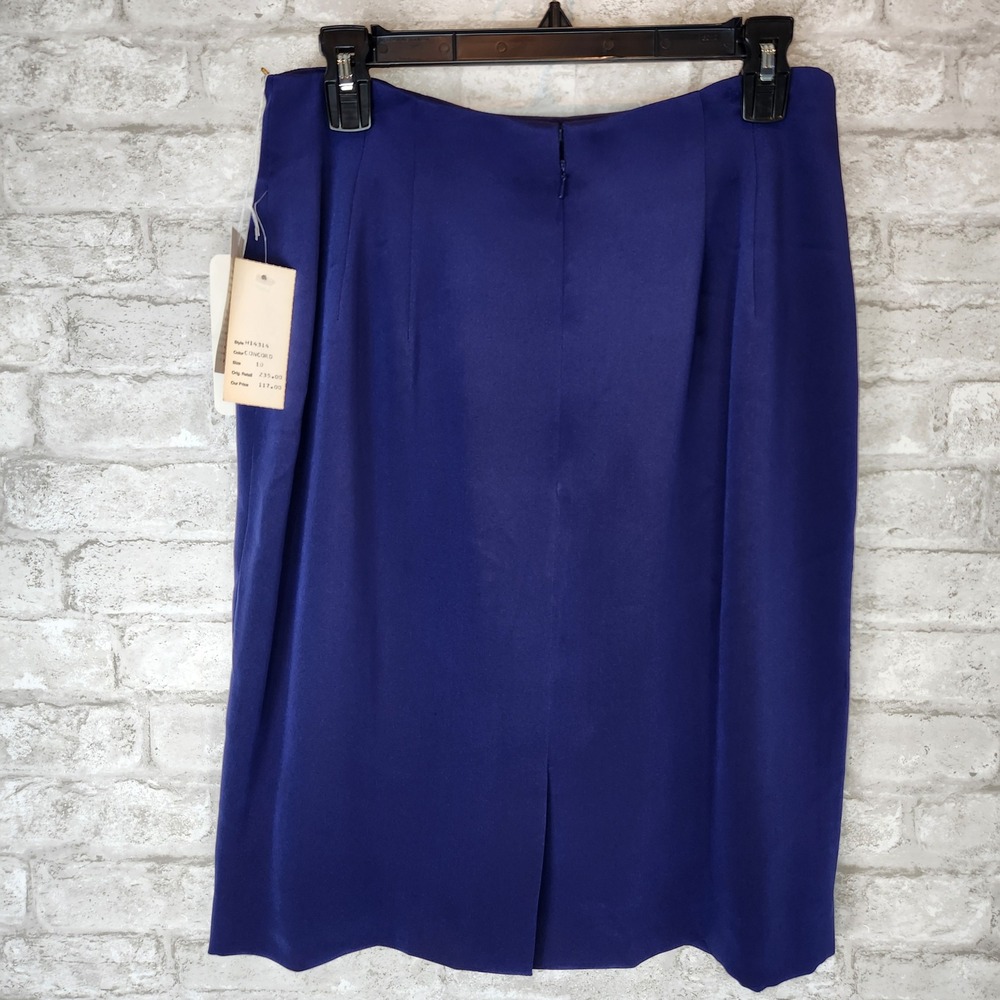 Carlisle Pencil Skirt Cobalt Blue 100% Silk Vintage 80s/90s Professional 10 NWT